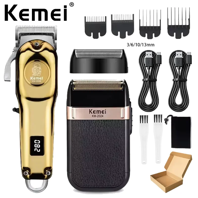 Kemei KM-678 KM-2024 KM-2628 Professionele Elektrische Tondeuse Baard Clipper Oplaadbare Heren Scheerapparaat Tondeuse Kit