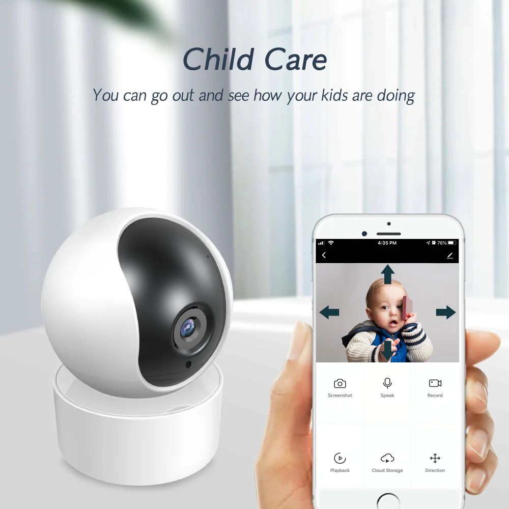 Camera WiFi 1080P Video Surveillance IP CCTV Cam Security System infrared Vision&Color Night Vision 360° Viewing Two Way Audio
