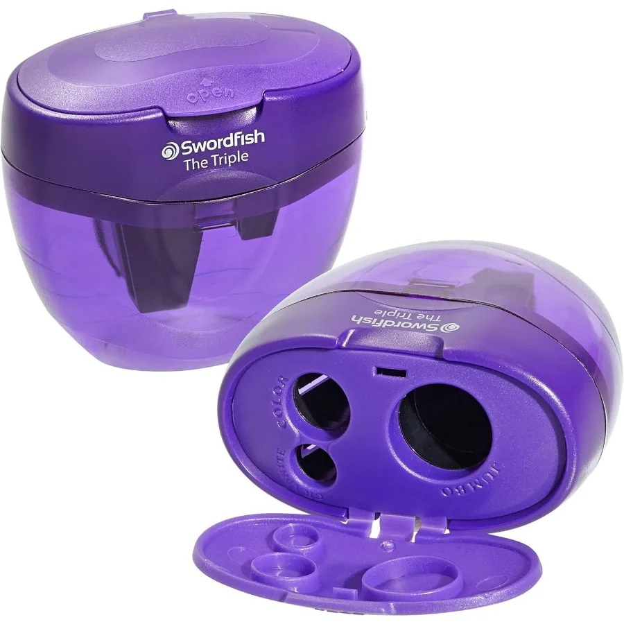

The Triple Three Hole Pencil Sharpener with MessFree Canister for Classroom and Office Use Efficiently Sharpens Pencils in 816