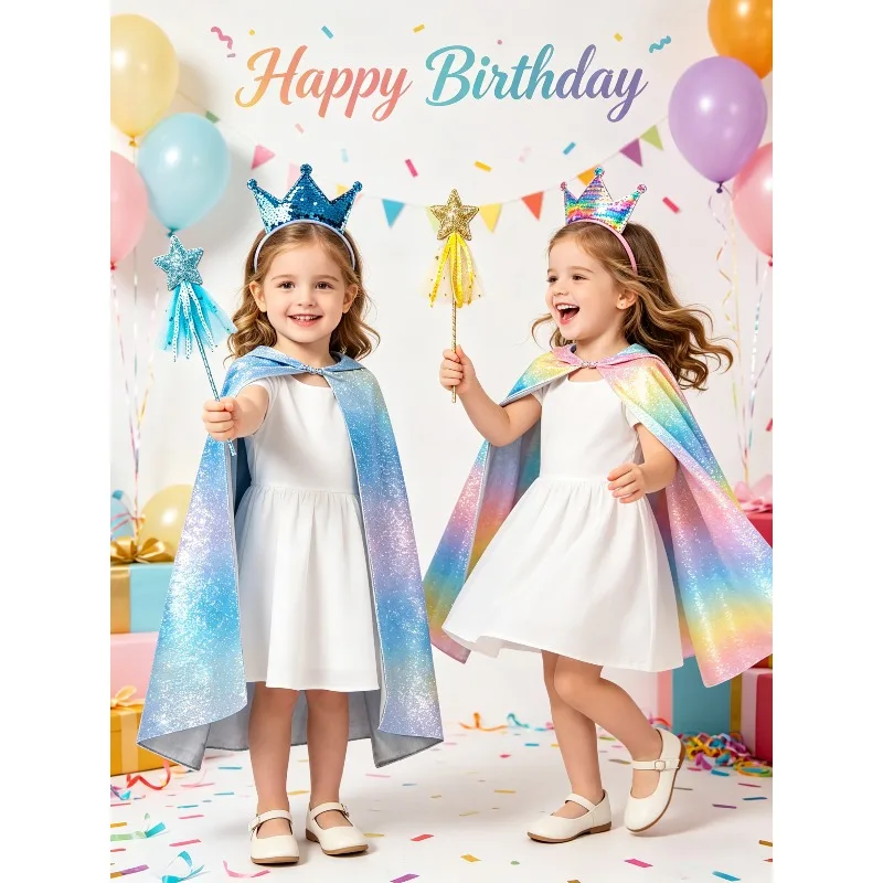 

3Pcs Fashion Cape Cloak Shiny Accessories Festival Birthday Carnival Cosplay Party Dress Up Holiday Festival Decoration Gift Set