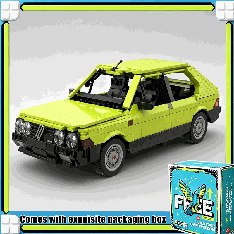 1369PCS Classic 80S Compact Hatchback Sport Car Model Building Blocks Set Retro City Vehicle Bricks DIY Creative Display Gift