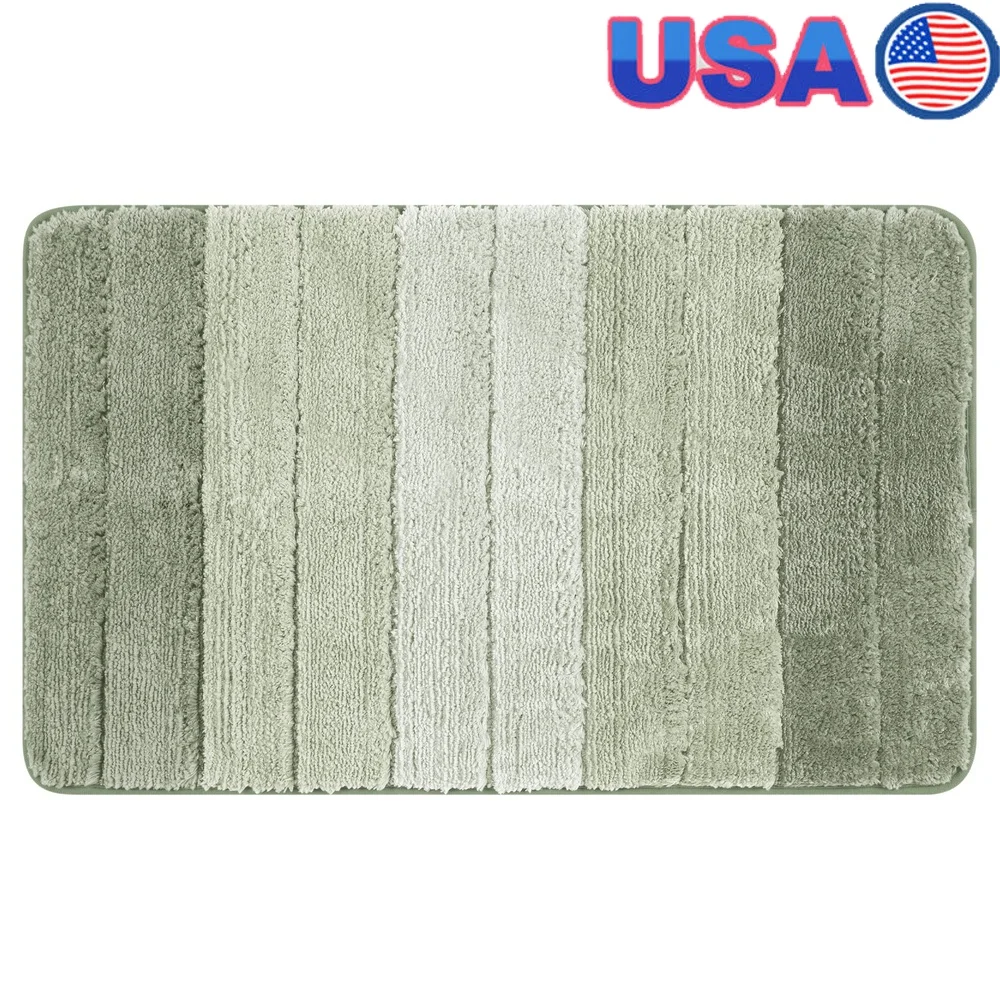 

Luxurious Microfiber Shaggy Bath Rug Gradient Striped Non-Slip Mat Soft Absorbent TPR Backing Machine Washable 16x24 Inches