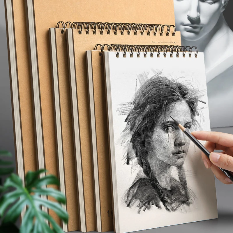 160GSM Sketchbook A5/16K/A4 30 Sheet Kraft Paper Spiral Sketch Book for Office School Art Supplies Drawing Notepad