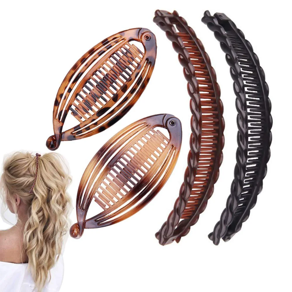 Vintage Banaan Haarspeldjes Voor Vrouwen Meisjes Wave Kammen Haarspeld Braide Haar Stijl Gereedschappen Mode Praktische Styling Tools Effen Kleur