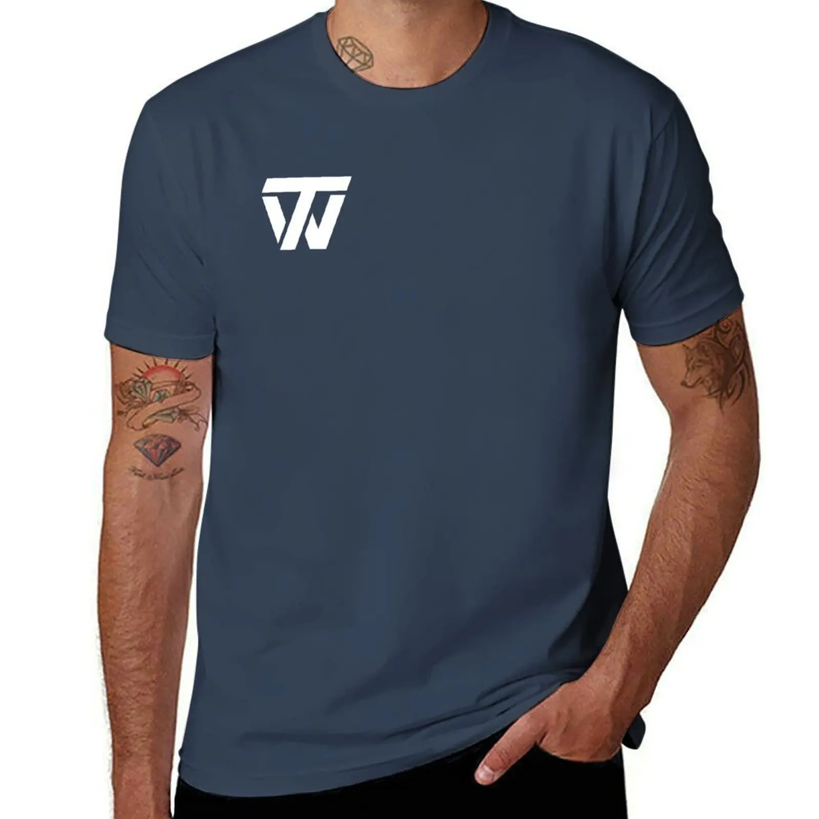 TensorWorks classic white logo T-Shirt Large Size Breathable Tee