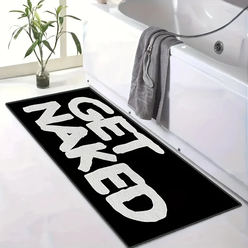 Get Naked Home Decor Bathroom Rugs Non Slip Microfiber Bath Rugs Funny Bathroom Decor Black and White Floor Bath Mats