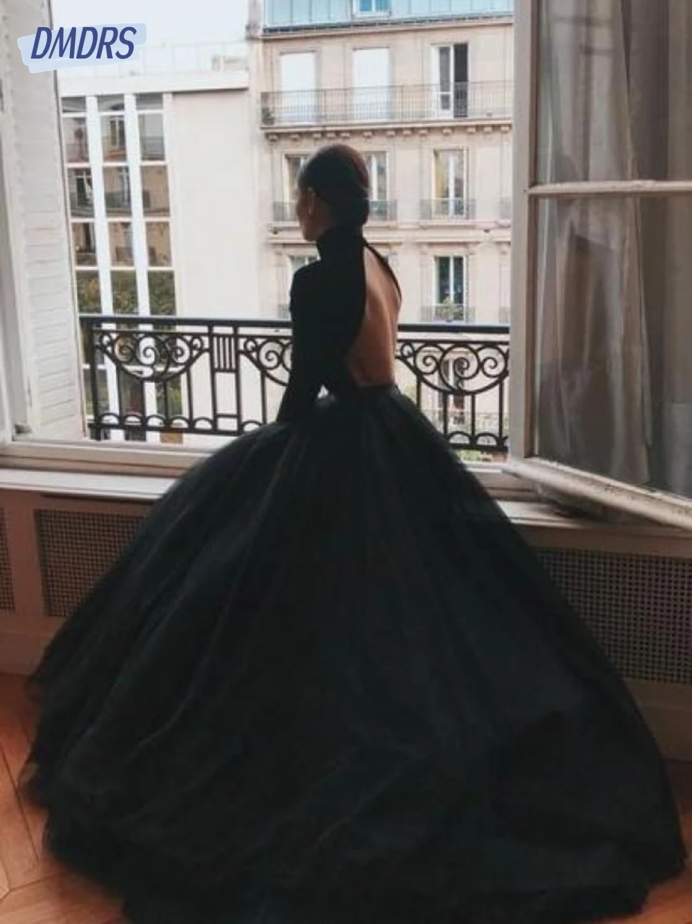 Party Birthday High Neck Evening Dresses Black Ball Gown Dress For Bride Elegant Backless Bridal Gown Vestido De Novia