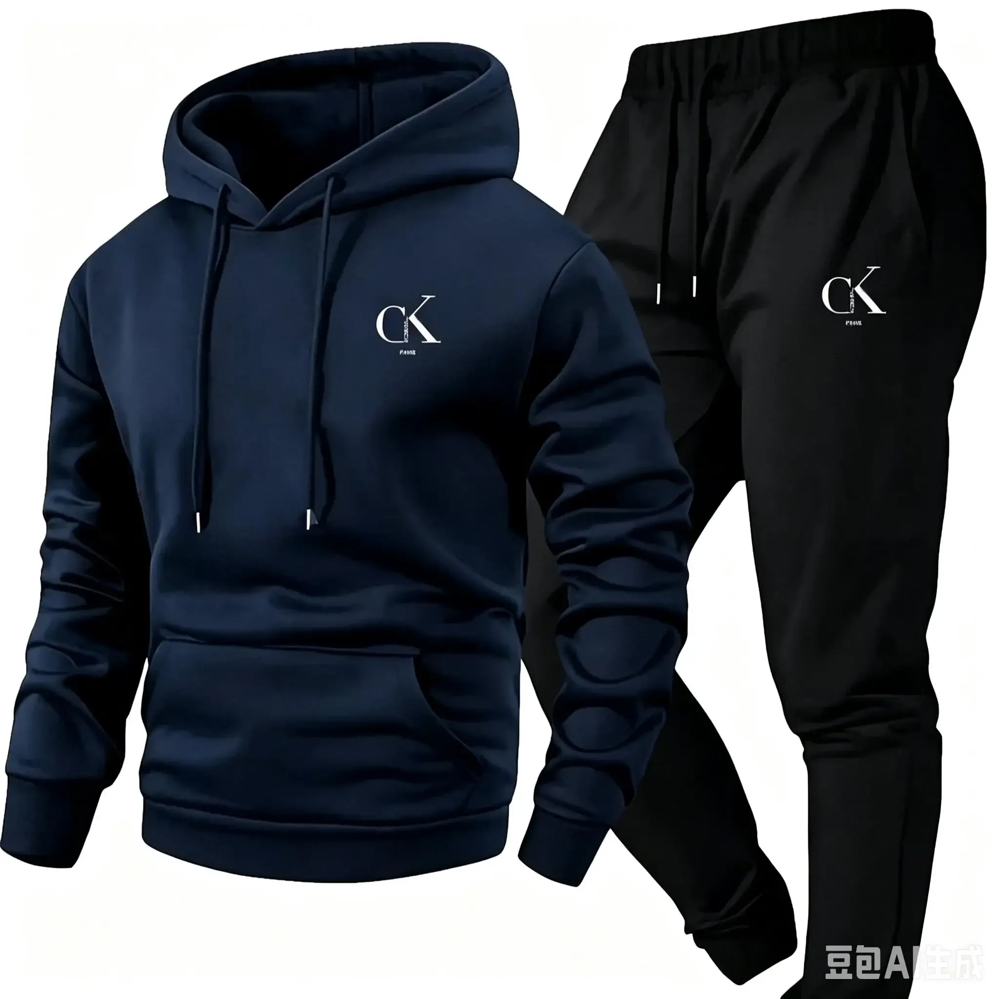 Men's 2026 Hoodie & Sweatpants Set Casual Gray Loungewear with Pockets Drawstring Hood And Ribbed Waistband for Seasonal Comfort