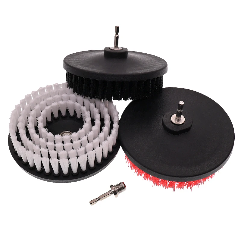 6 Zoll Bohrbürste mit M14 Bohraufsatz 1/3 Stück Rot Weiß Schwarz für Auto-Teppichreinigung Innenraum-Detailing – Detail 6