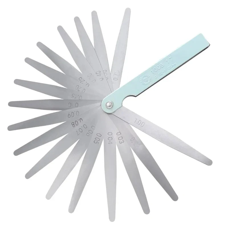 Calibrador de Folgas de Precisão com 17 Lâminas 0.02-1.00mm, Medidor de Folgas Métrico para Ajuste de Válvulas de Motor
