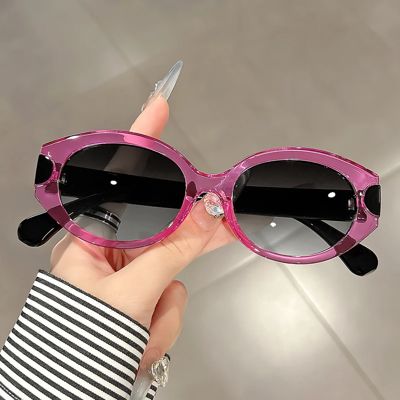 

New fashionable two-tone oval versatile sunglasses, personalized and trendy street style sunglasses