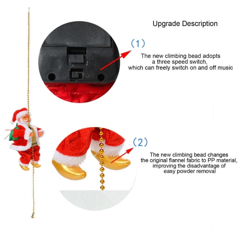 فريدة من نوعها الرسوم المتحركة تسلق دمية سانتا كلوز لعبة التسلق الكهربائية تزحف لأعلى ولأسفل