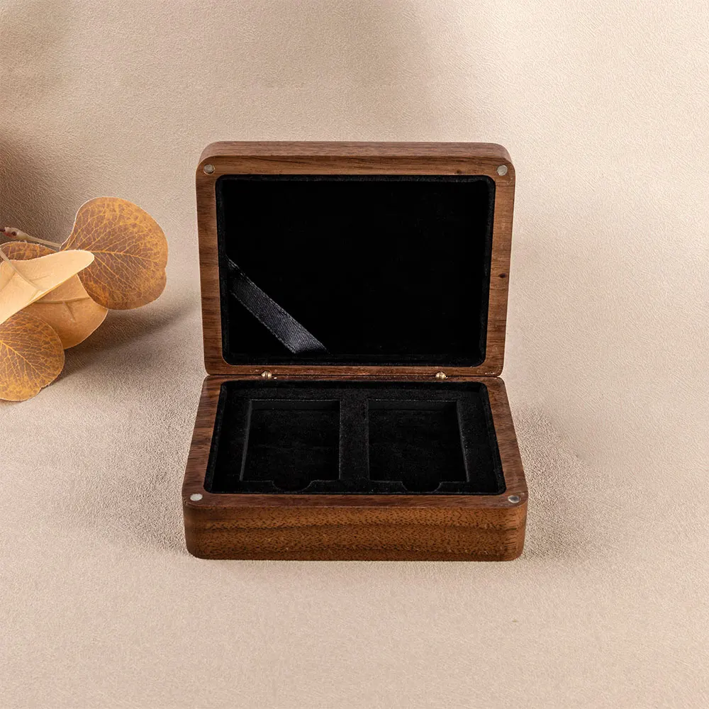 Solid Wood Black Walnut Small Gold Bar Commemorative Coin Storage Box, Gift Packaging Storage Box Coins Are Not Included