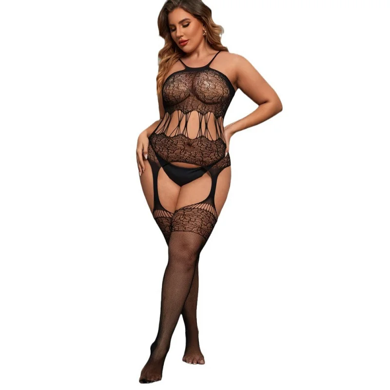 Нижнее белье больших размеров Прозрачный комбинезон Комбинезон Открытая одежда для сна