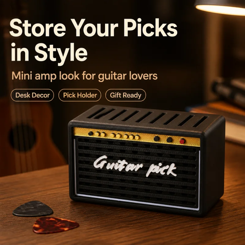 3D Printed Speaker-Shaped Ukulele Guitar Pick Storage Box, Creative Desktop Ornament for Music Lovers Gift Storage Box