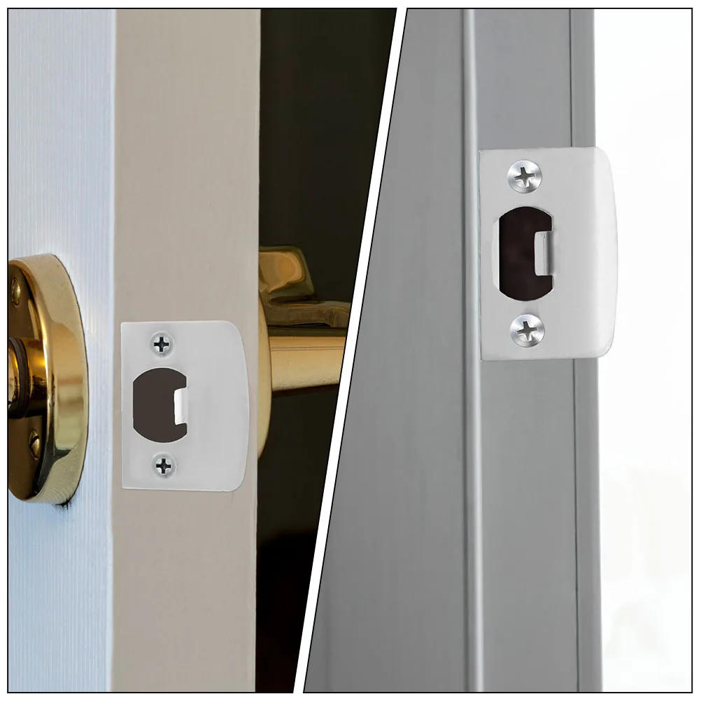 

4Pcs Door Latch Plates Stainless Steel Reinforcement Plate High Strength Secure Door Hole Cover Deadbolt Strike Plate