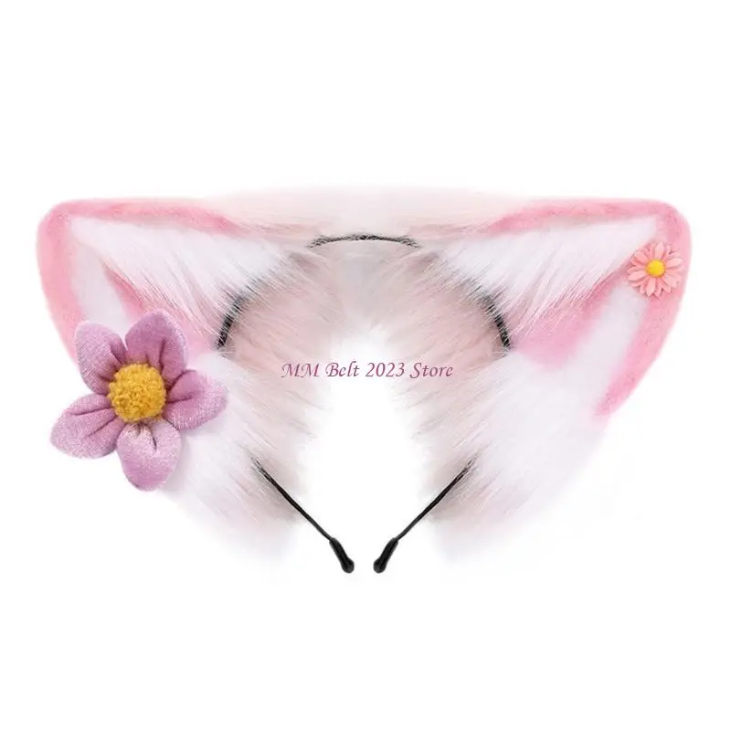 

49ME Toddler Cartoon Foxes Ear Headband Plush Halloween Cosplay Hair Hoop