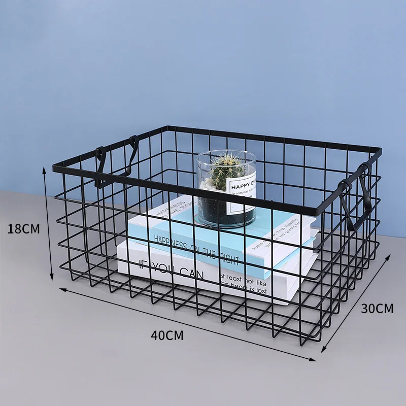 1 PC Black Iron Storage Basket Storage Basket Multifunctional Wire Mesh Desktop Storage Organizer for Home Wicker Supplies