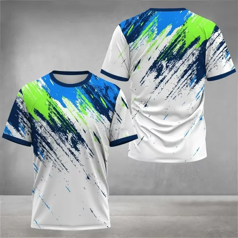 2026 Men's Crew Neck Short Sleeve T-Shirt with Vibrant Print for Tennis Running and Outdoor Sports Casual Comfortable