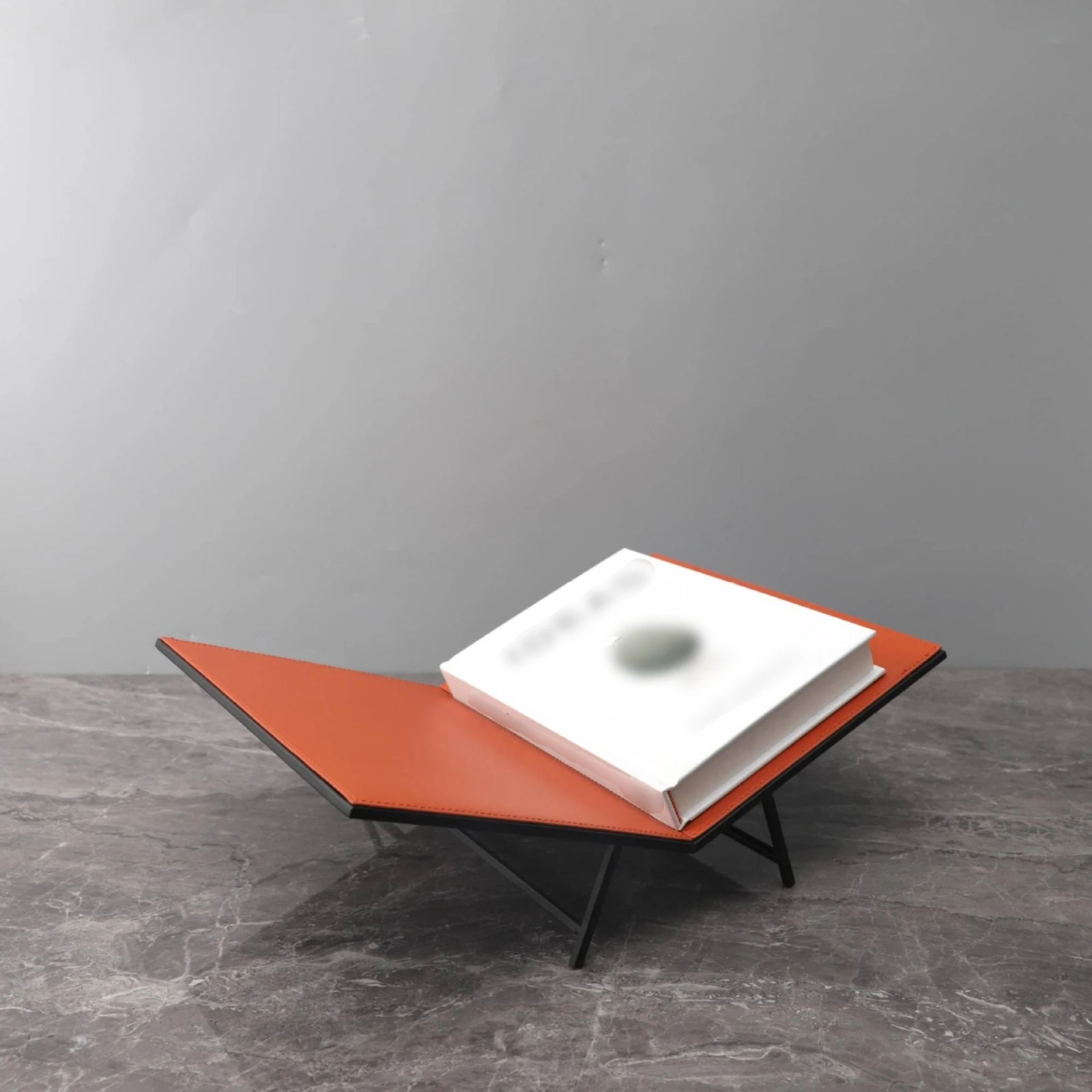 

Book-Shaped Magazine Rack Leather-Like Panels unfoldedBook Magazine Holder Home Decor Metal Frame Household Organizer for Office