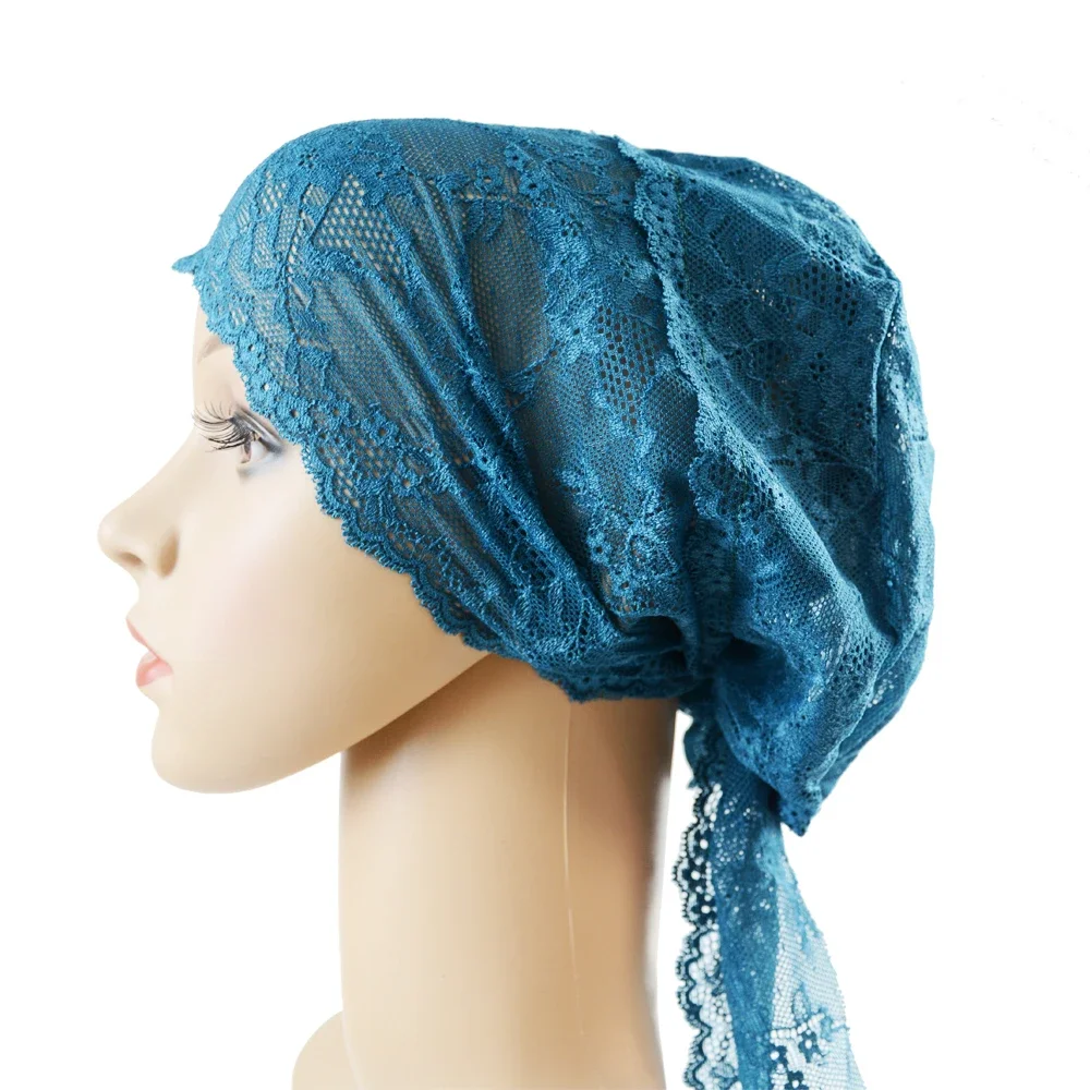 이슬람 여성 머리 스카프 레이스 Underscarf 스트레치 Hijab 머리 커버 Headwrap Underscarf 모자 이슬람 스카프 머리띠 보닛 터번