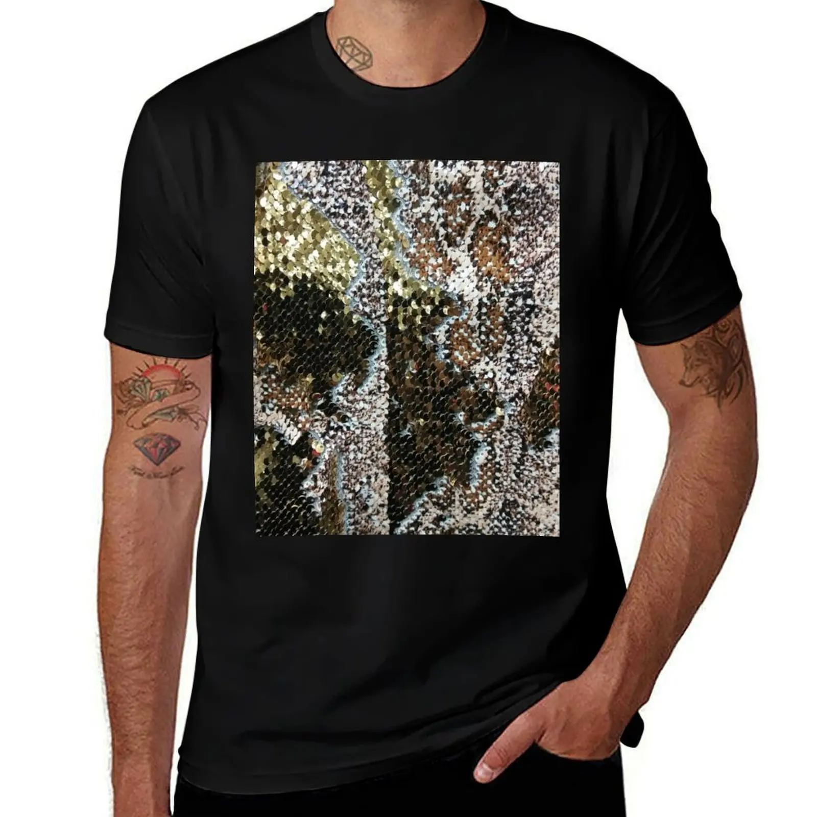 

Photographic Image of Sequins in Snake Skin Pattern T-Shirt men t shirt cotton 100% t shirt man plain