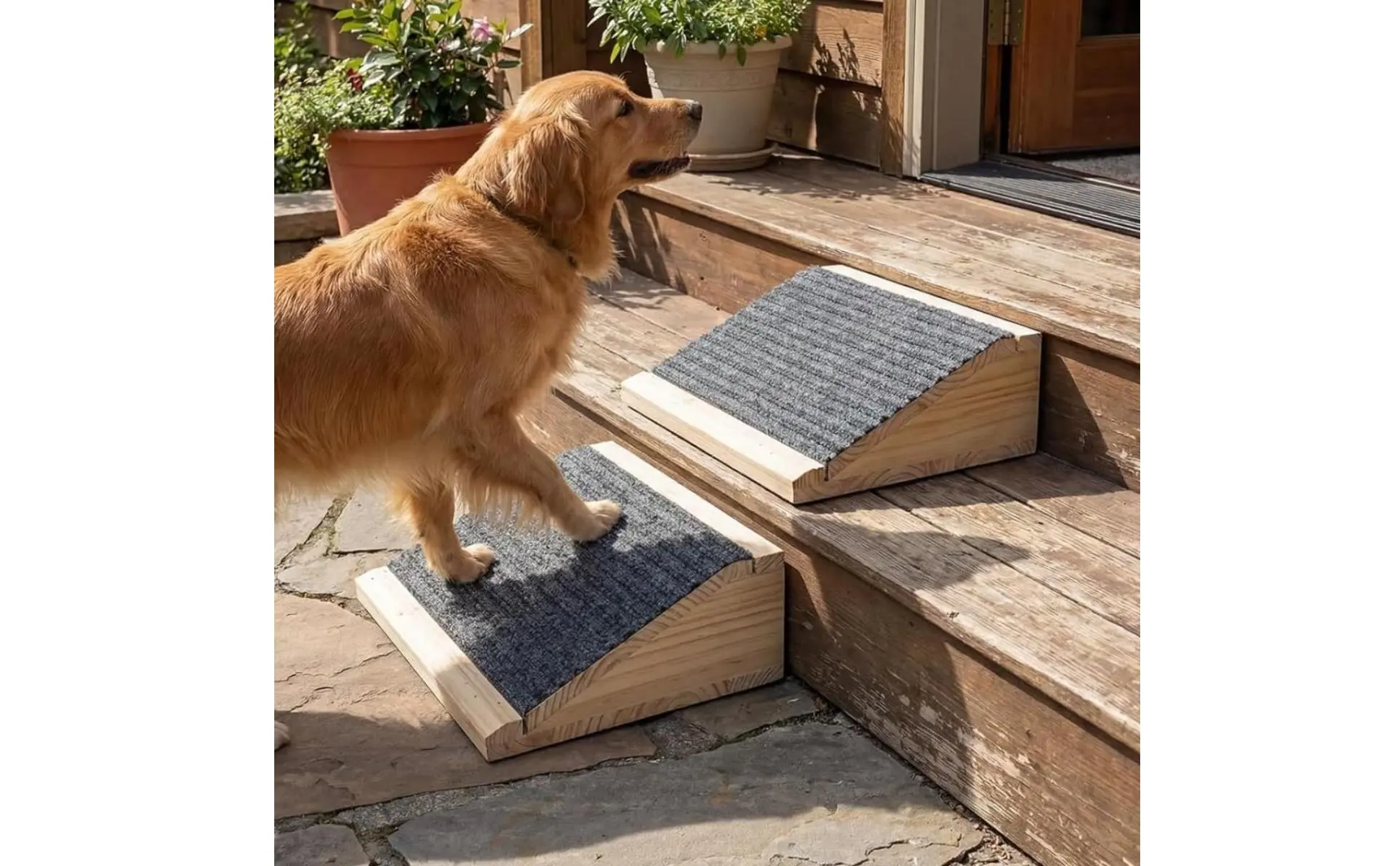 Wooden Pet Step Ramp Joint Protection Anti-Slip Dog Stair Single Step Pet Ramp Strong Wood Construction for Elderly Animals