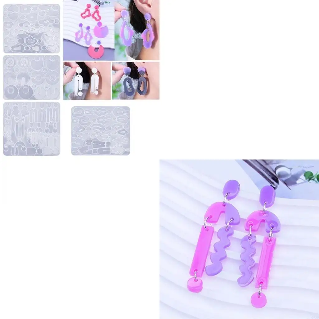 Geometric Flower Heart Irregular Mould Unique Earring Silicone Molds for Epoxy Resin Jewelry Pendant Keychain Charm Mold