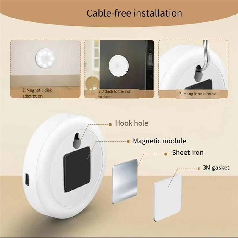 B84B-LED Remote Control Three-Color Cabinet Light, Motion Sensor Rechargeable Light, Under Counter Light (6-Pack)