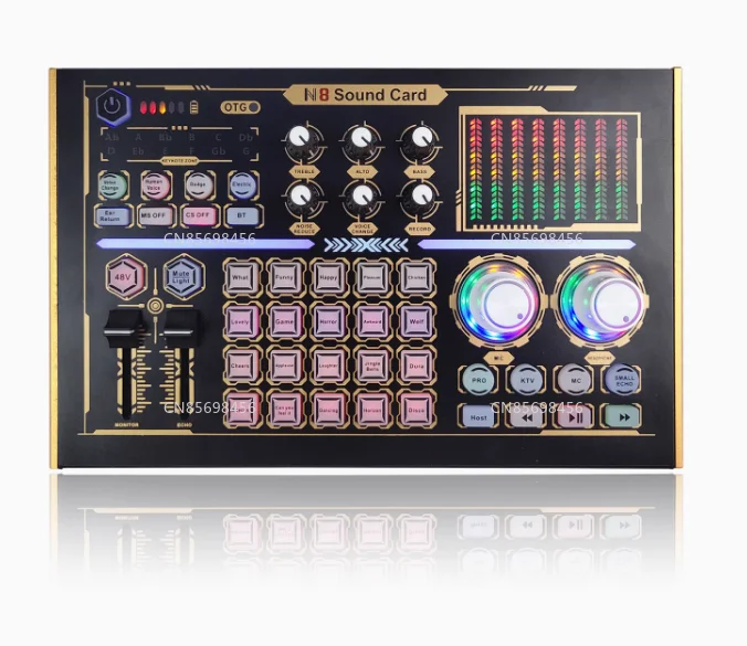 

GAX-N8 Professional Recording Soundcard PC Mobile Phone Live Broadcast Sound Card Mixer Set Support 48V Mic PhPodcast Equipment
