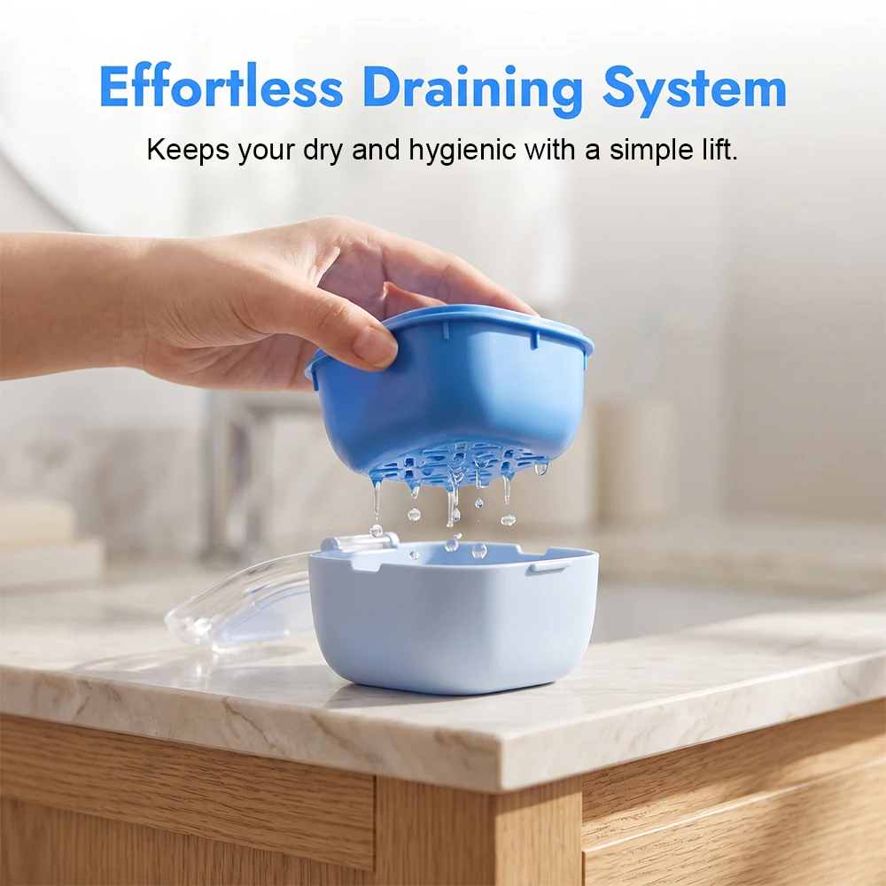 1pcs Invisible Brace Storage Box Denture Soaking Braces Cleaning Box Orthodontic Retainer Case Portable Teeth Aligner Container