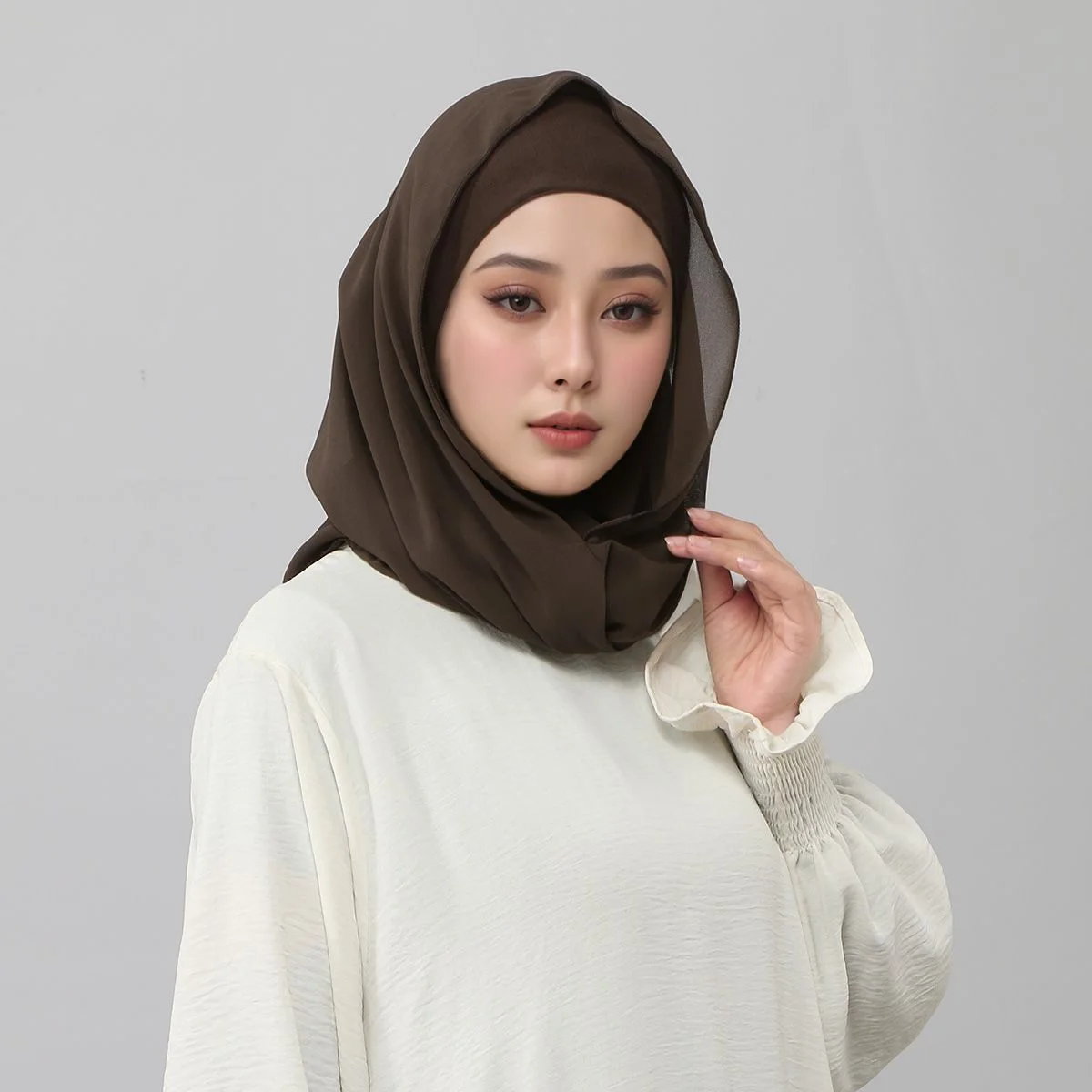 

Muslim Women Chiffon Instant Hijab Cap double Layer Under Cap Ramadan Inner Cap Turban Bandana Hood And Matching Headband