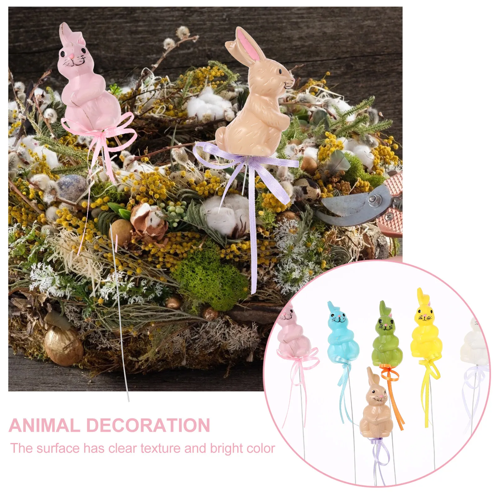 

6Pcs Simulation Animal Decoration Easter Festival Plastic Animal Cutting Ornament Creative Realistic Kids Friendly