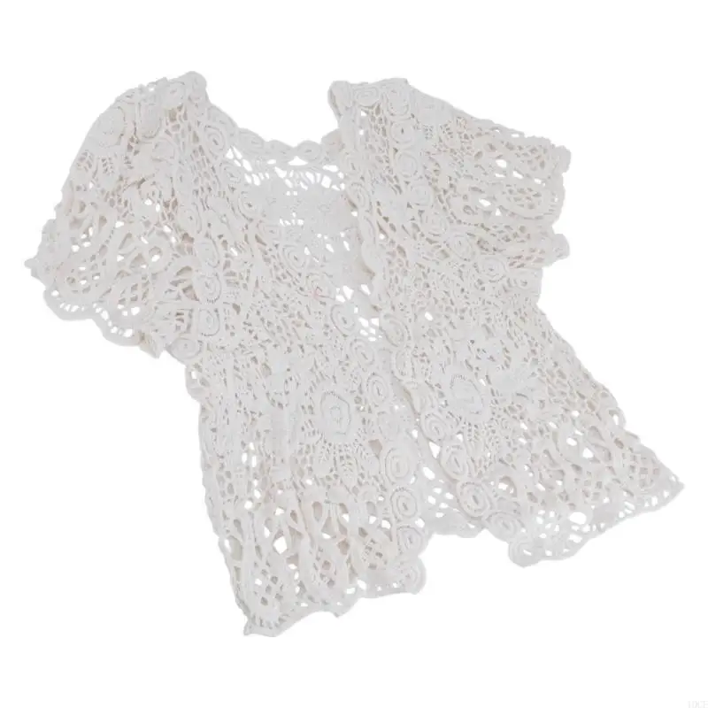 女性半袖タッセルカーディガンレース肩をすくめ薄手のビーチドレス用カバーアップ