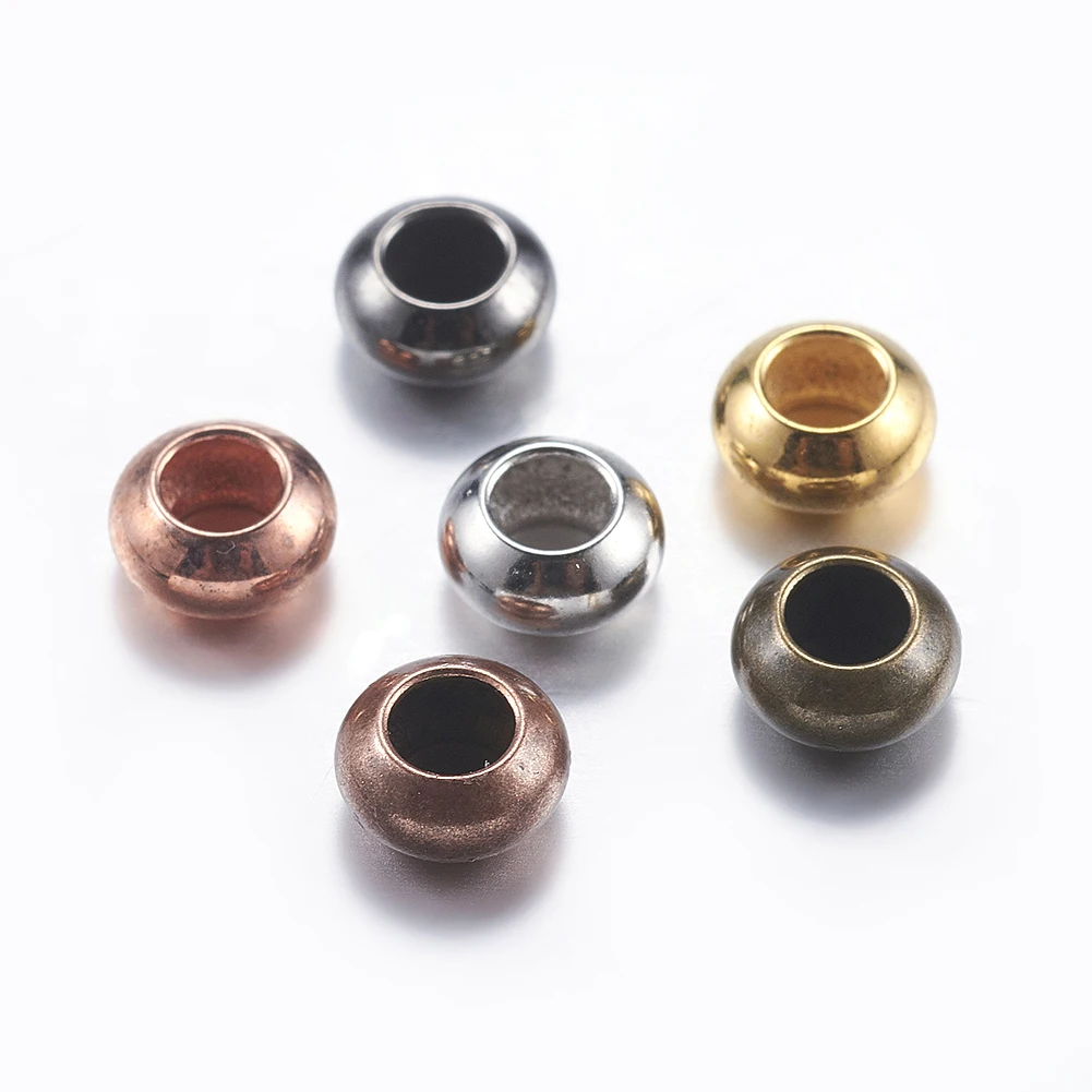 

50pcs 6x3mm Rondelle Shape Brass Beads Loose Spacer Beads For Jewelry Making Bracelet Necklace Earrings Accessories Crafts