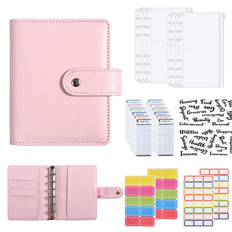 Notebook Planner com Sticky Notes, Jornal Papelaria Suprimentos, Agenda Acessórios de Escritório, Orçamento Saving Bill Organizer, Binder Presentes, A7