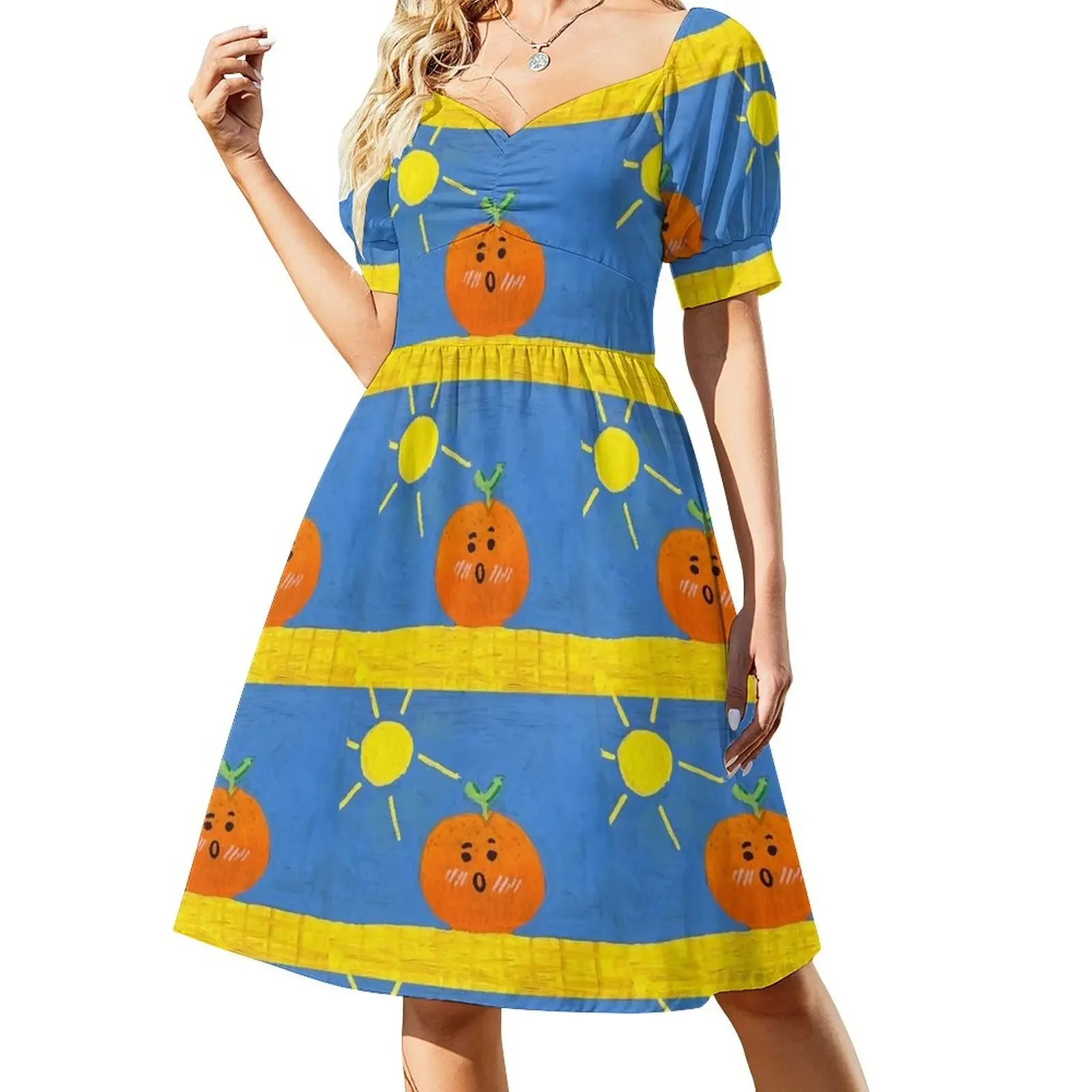 

Orange Short-Sleeved Dress Women's summer skirt Summer dresses for women summer outfits for women 2025