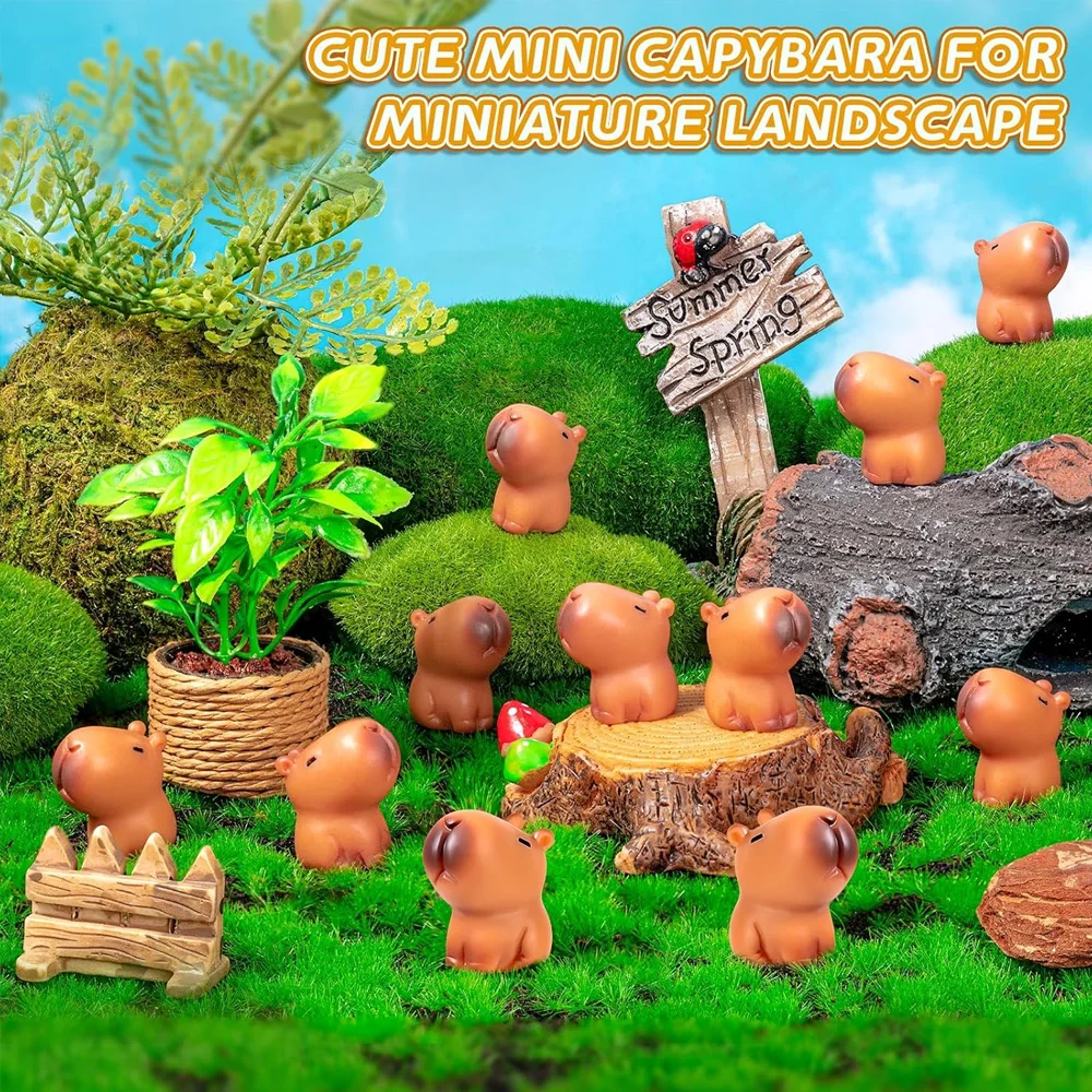 5/10pcs Mini Resin Capybara Miniatures Figurines, Cute Fairy Garden Animal Ornament, Moss Micro Landscape DIY Craft Decoration