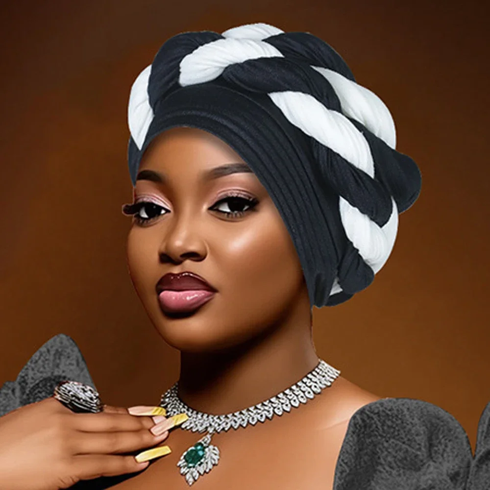 

Elegant Turban Cap Women Head Wrap Bonnet African Lady Headscarf Muslim Hijab Turban Hat Evening Party Autogele Nigeria Headwear
