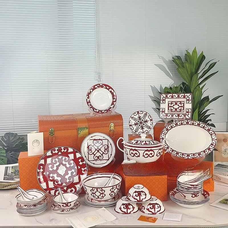 Tableware set European light luxury home hotel ceramic tableware dishes spoons housewarming gifts