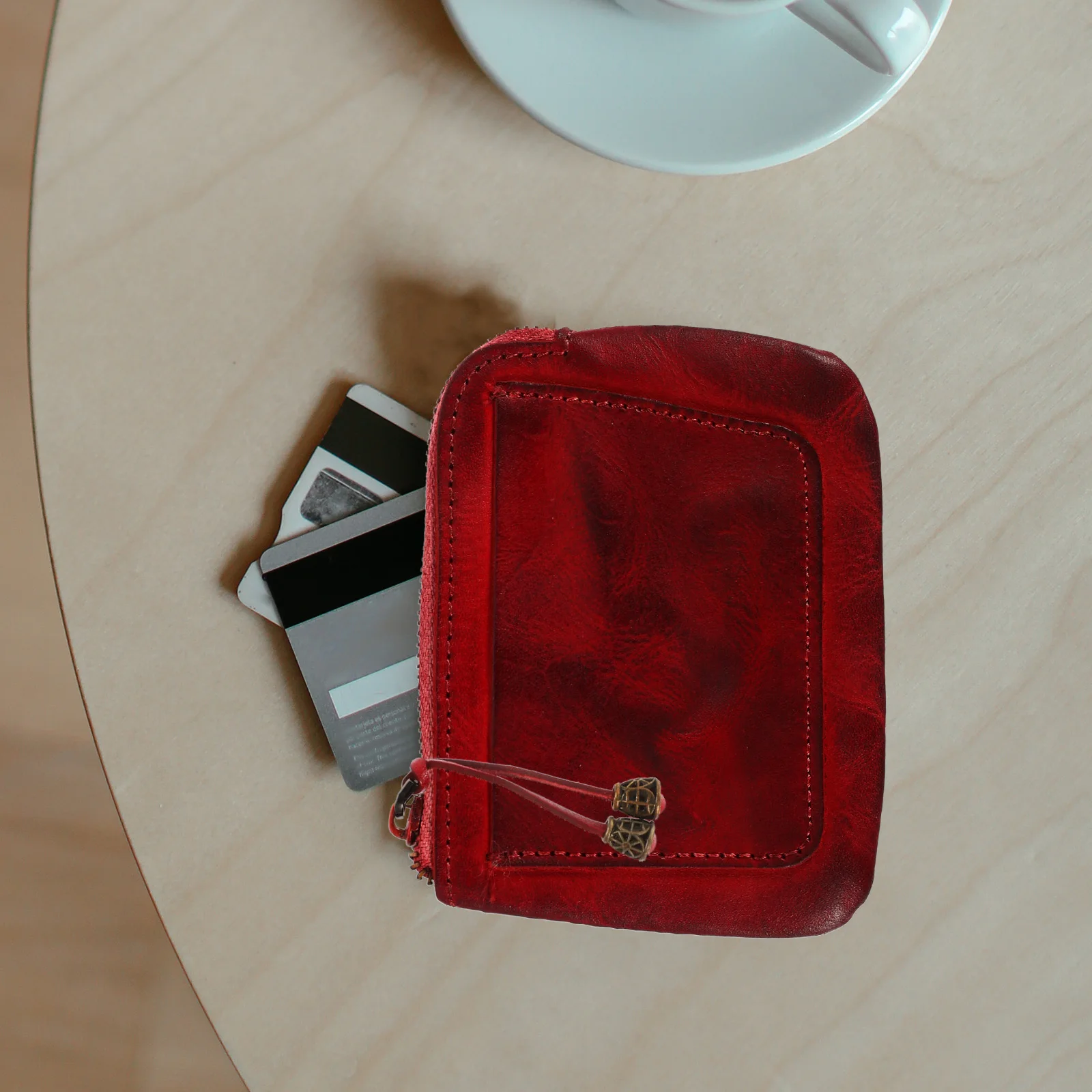 

Small Cowhide Coin Purse Mini Wallet Vintage Style Portable Change Pouch for Women Compact Card Holder Fashionable Gift