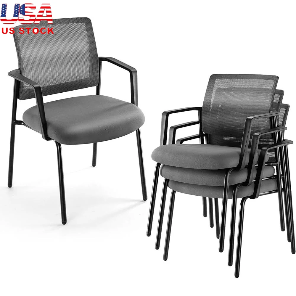 Stackable Mesh Guest Chairs with Ergonomic Lumbar Support Office Conference Waiting Room School Lobby Church