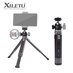 XILETU XTD30-MC22 Mini Dual Cold Shoe Ball Head Tripod Telescopic Tripod Extendable Desktop Bracket for DSLR Mirrorless Camera