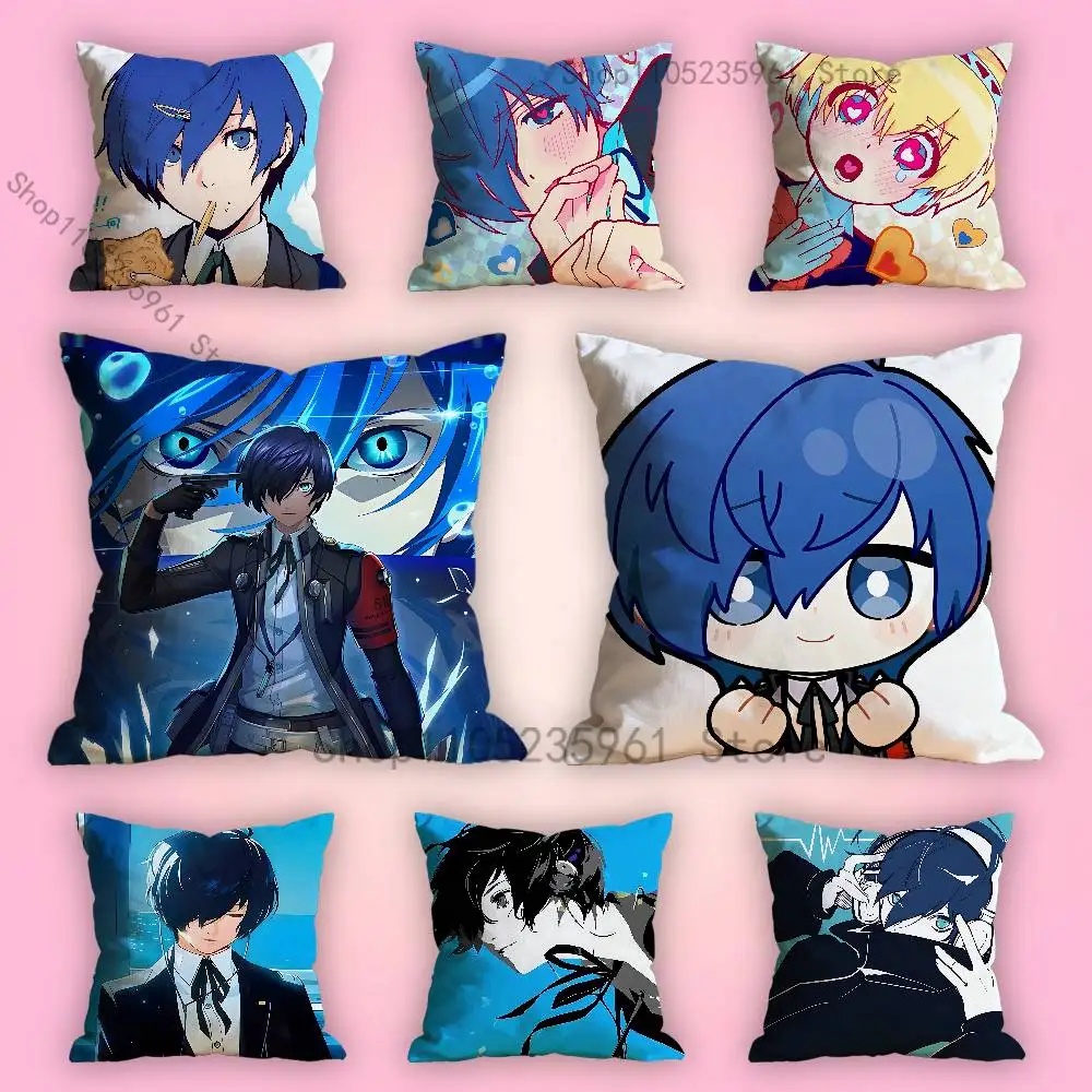 

Blue M-MakotoES Print Polyester Pillow Case for Valentine gift Home Sofa Cushion Cover Decoration Custom