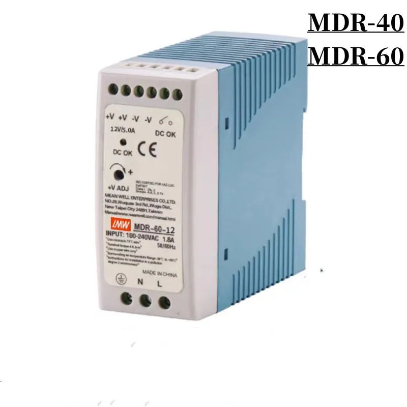 48V/24V/12V/5V Power Supply DIN Rail Power Supply Switch MDR-100W 20W 40W 60W 100W Power Source 2A 4A 5A 10A DC Single Output
