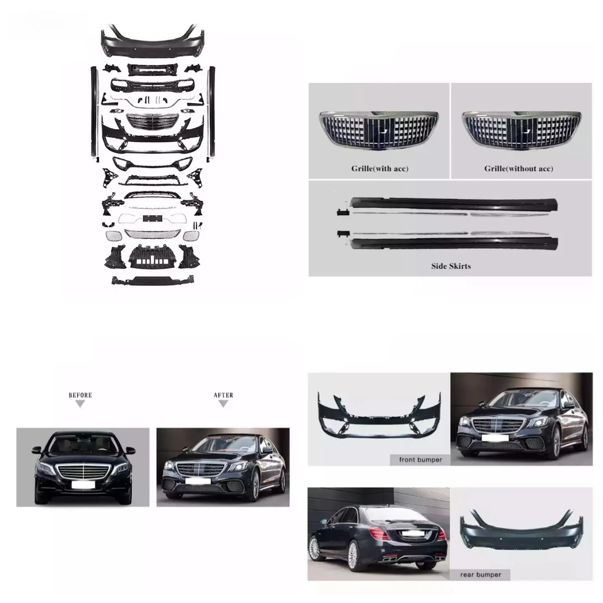 

Stlf Car Bumper Body Kits Modified S65 Style Accessories For -W222 2014-2020 Upgrade To S65