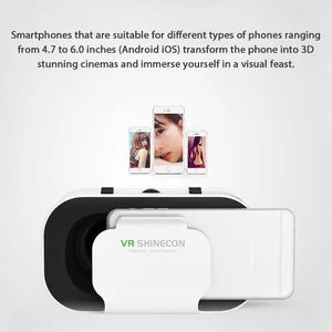 G05 3D VR SHINECON نظارات رأس قابلة للتعديل الواقع الافتراضي نظارات VR مثبتة على الرأس للهواتف الذكية التي تعمل بنظام Android مقاس 4.7-6.3 بوصة أفضل 8 نظارات للواقع الافتراضي للمبيعات - No3