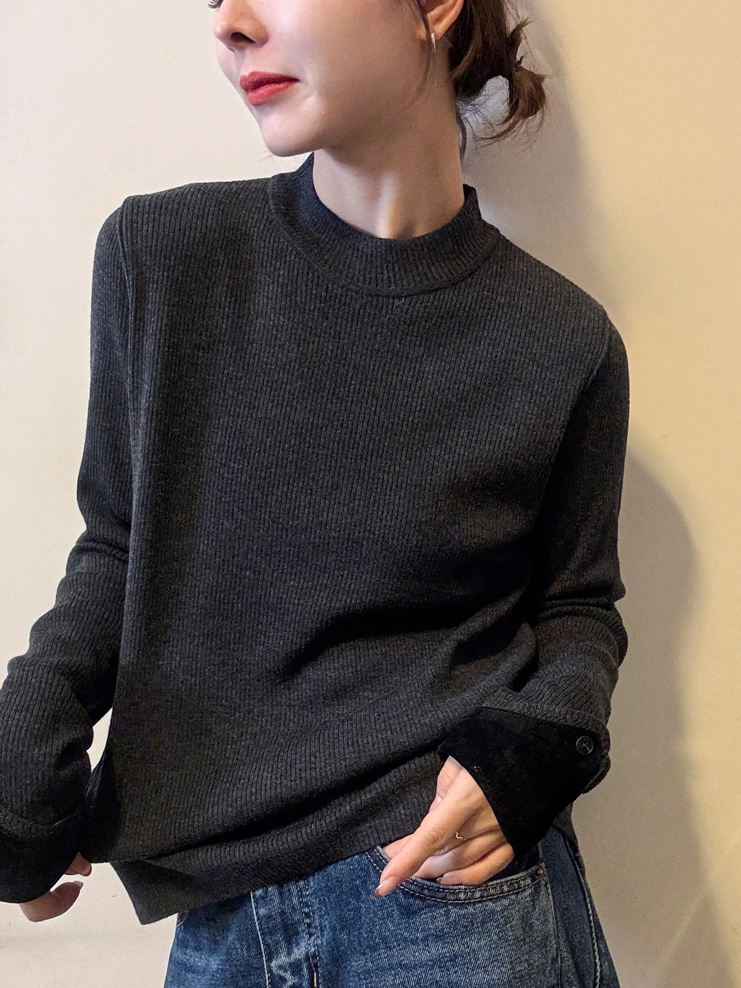 Felpa con cappuccio a maniche lunghe delicata sulla pelle Top lavorato a maglia casual da donna Color Blo Design Pendolarismo Sle Vestibilità regolare Autunno Inverno