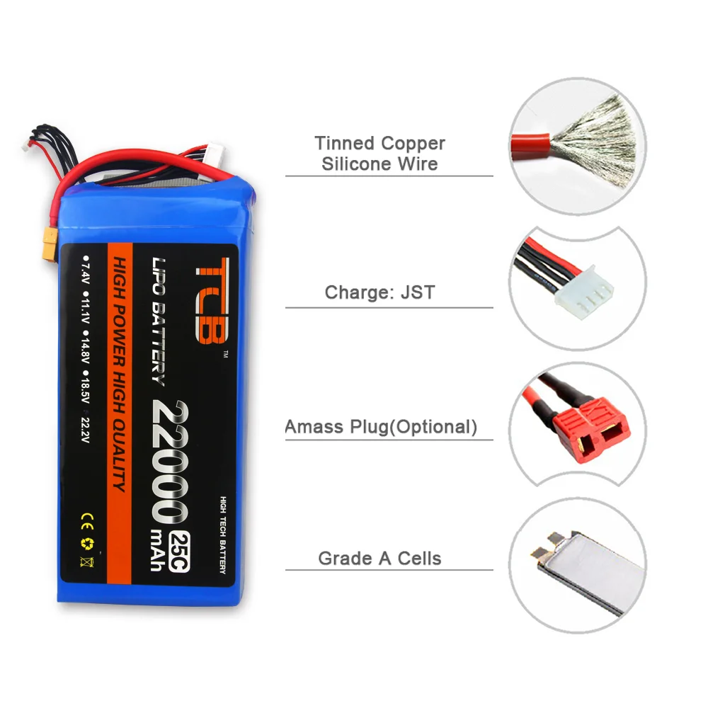 7.4V RC Toys 2S Lipo Battery 2S 10000mAh 12000mAh 16000mAh 22000mAh 25C 35C For  Helicopter Airplane Quadrotor Drone Car