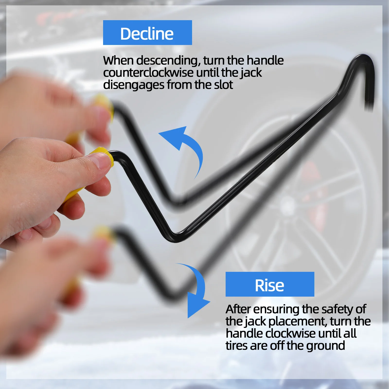 

Car Jack Handle Steel Replacement Effort-Saving Grip Tire Lifting Tool Durable Automotive Jack Accessory Tire Lifting Tools